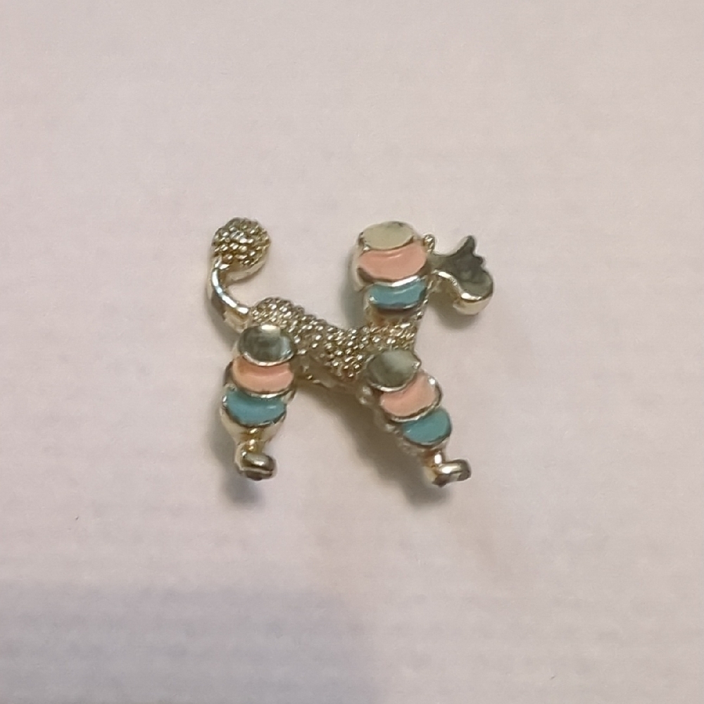 Blue & Pink Poodle Brooch